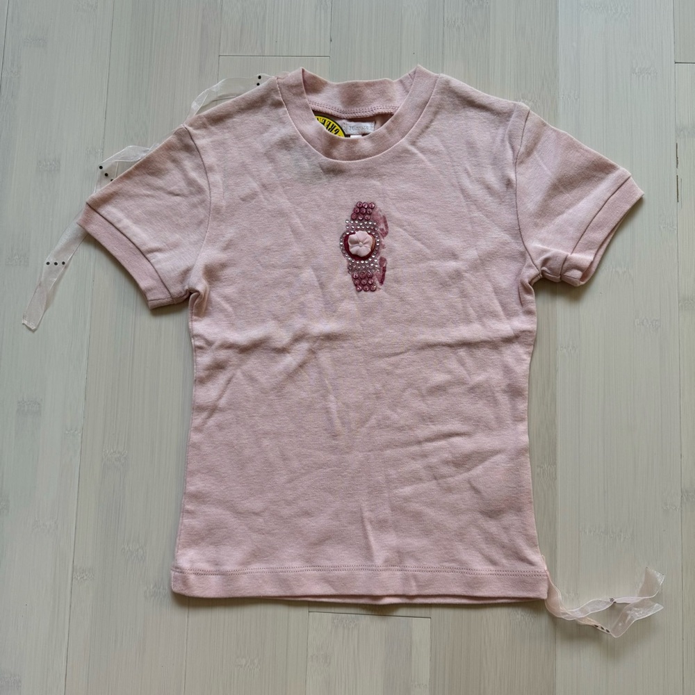 (NWT) Microbe by Miss Grant Pink Rhinestone Kids T-shirt (5/6Y)